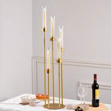 5-Arm Candle Holder For Wedding Table, 100cm Tall Candle With Acrylic Lampshade For Birthday Party Home Decoration Halloween Christmas Fit LED Taper Candles - Gold - View 5