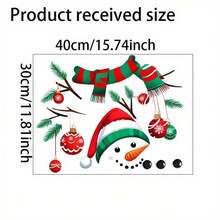 1 pieza de pegatina autoadhesiva de muñeco de nieve navideño, con gorro rojo, bufanda y elementos de árbol de pino, decoración de baño autoadhesiva, fácil de aplicar y sin residuos, adecuada para decoración navideña, regalo de inauguración de casa o Navidad, decoración estacional del hogar, diseño navideño, pegatinas decorativas, decoradores del hogar, adecuada para pegatinas navideñas del hogar