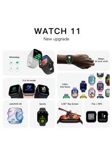 Microwear New Unisex Smart Watch, Compatible With Android And IOS, 1.85" HD Touchscreen, Call & Message Function, 24-Hour Heart Rate & Sleep Monitoring, Fitness Tracking Smart Watch - Black - View 2