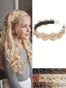 合成鱼骨编织头带发带编织发带波西米亚风格儿童发型发饰头饰配饰 1 件 - 棕色 - 查看 13