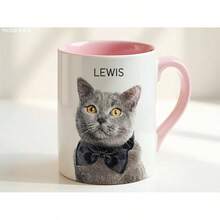 Custom Watercolor Pet Mug Using Pet Photo + Name Custom Dog Mug Cat Coffee Cup Personalized Pet Dog Mug Personalized Cat Dad Mug New Dog Mug - 黃白色 - 查看 7