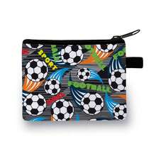 Coin Purse In Colourful-Red/Blue/Black Festive Football Dinosaur Printed Coin Purse - Casual Style, Polyester Material