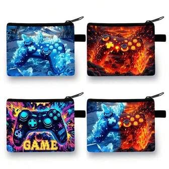 Coole Kopfhörer, Schlüssel, Münzbörse, Fußballgeschenke für Jungen, Münzbörse in buntem, festlichem Fußball-Muster - Lässig Stil, Polyestermaterial