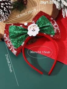 1pc/2pcs Women's Christmas Headband With Glittery Double Bow, Santa Claus & Christmas Tree Design, Suitable For Party, Christmas, Holiday Decoration ,Beauty ,Hair Band ,Diadema ,Hair Hoop