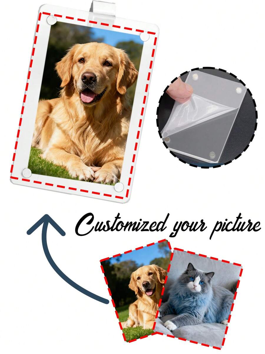 Customizable Acrylic Photo Holder, Magnetic Acrylic Photo Holder, Acrylic Photo Frame, With Fixed Clip, Transparent Photo Frame, Decorative Display Stand For Tickets, Postcards, And Prizes, Capable Of Holding Photos Of Pets, Lovers, Family Members, Relatives, As Well As Postcards, Tickets, And Paintings With Commemorative Significance, Can Be Fixed On Cars, Office Desks, ﻿ ﻿