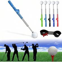 Entrenador de Golf, Palos Telescópicos, Ayuda de Entrenamiento de Swing de Golf Retráctil, Agarre de Entrenamiento de Golf para Golfistas Diestros y Zurdos - Azul cielo - Ver 13