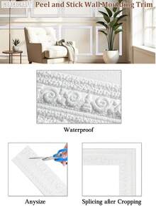 Easy Install 3D Embossed Baseboard Wallpaper - Flexible Self-Adhesive Foam Molded Wall, Door And Stair Decor, Perfect Home Decor Solution