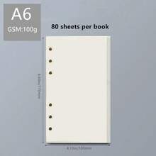 1 Pack 80 Sheets/160 Pages Refillable Blank Notebook Paper, 100g Thick Cream-Colored Dotted Lined Paper, Available In A6 (6 Holes, 105*170mm/4.13*6.69in), A5 (6 Holes, 142*210mm/5.59*8.27in), B5 (9 Holes, 182*255mm/7.16*10in)