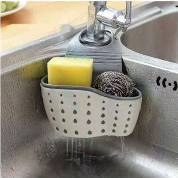 1pc Adjustable Press Button Sink Draining Hanging Baskets Kitchen Storage Shelf Faucet Sponge Double Draining Hanging Basket, Kitchen Supplieshome Appliances Accessories Gadgets Tools Christmas Stuff Cooking Christmas