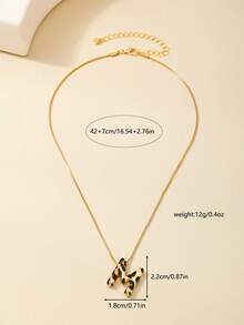 1pc Simple Versatile Leopard Print Letter Pendant Necklace, Metal 26 English Alphabet Necklace For Women, Suitable For Daily Wear, Commuting, Party, Elegant Gift, Street Style - Leopard - View 7