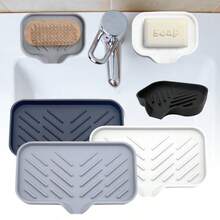 2 Pieces Of Grey Silicone Kitchen Sink Drainage Tray - Rectangular Soap Holder, Anti Slip Edge Sponge Drying Pad And Dish Drain Pad, Modern Design For Efficient Drainage, Essential For Home Cooking