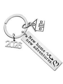 1pc Unisex 2026 New Home Stainless Steel Key Chain, DIY House Accessory, Creative Architect Gift, Bag Charm - Silver - View 3