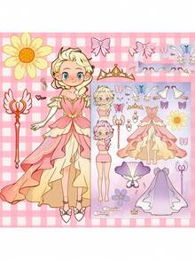 Pegatinas reutilizables: Set de 6/12 pegatinas únicas de princesas de dibujos animados para diversión de vestir - Apto para mayores de 14 años