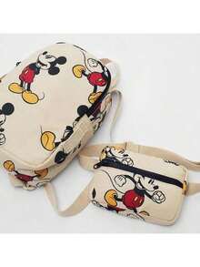Mickey Minnie Printed Backpack With Large Capacity Backpack, Cute Mickey Mouse Printed Lightweight Backpack
