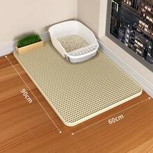 1 pieza Alfombra para arena de gato, alfombra de diseño de panal de doble capa para atrapar la arena, alfombra impermeable antideslizante para caja de arena, adecuada para piso, alfombra para arena, suministros para gatos - Beis - Ver 18