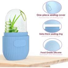 Rodillo de hielo facial, GeeRic Hielo para Masaje Facial Reutilizable para ojos, cuello, rodillo de masaje facial de belleza para eliminar círculos oscuros, rodillo facial retráctil, herramientas para el cuidado de la piel - azul - Ver 8