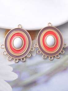 6 قطع موصل أقراط قطرة زيتية بوهيمية دائرية ذات 7 ثقوب بلون ذهبي، قلادة أقراط شرابة بوهو DIY مستلزمات صنع المجوهرات