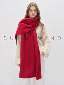 1条女士纯色针织涤纶围巾，优雅时尚，适合日常佩戴，秋冬季节适用。 - 彩色 - 查看 6