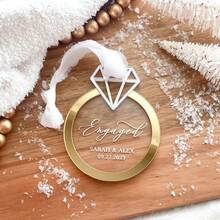 Trang trí đính hôn Giáng sinh tùy chỉnh, Trang trí đính hôn cá nhân hóa, Trang trí nhẫn tùy chỉnh, Khay đựng nhẫn, Trang trí đám cưới có tên và ngày tháng, Quà đính hôn cho cô dâu và chú rể - Nhiều màu - Xem 8