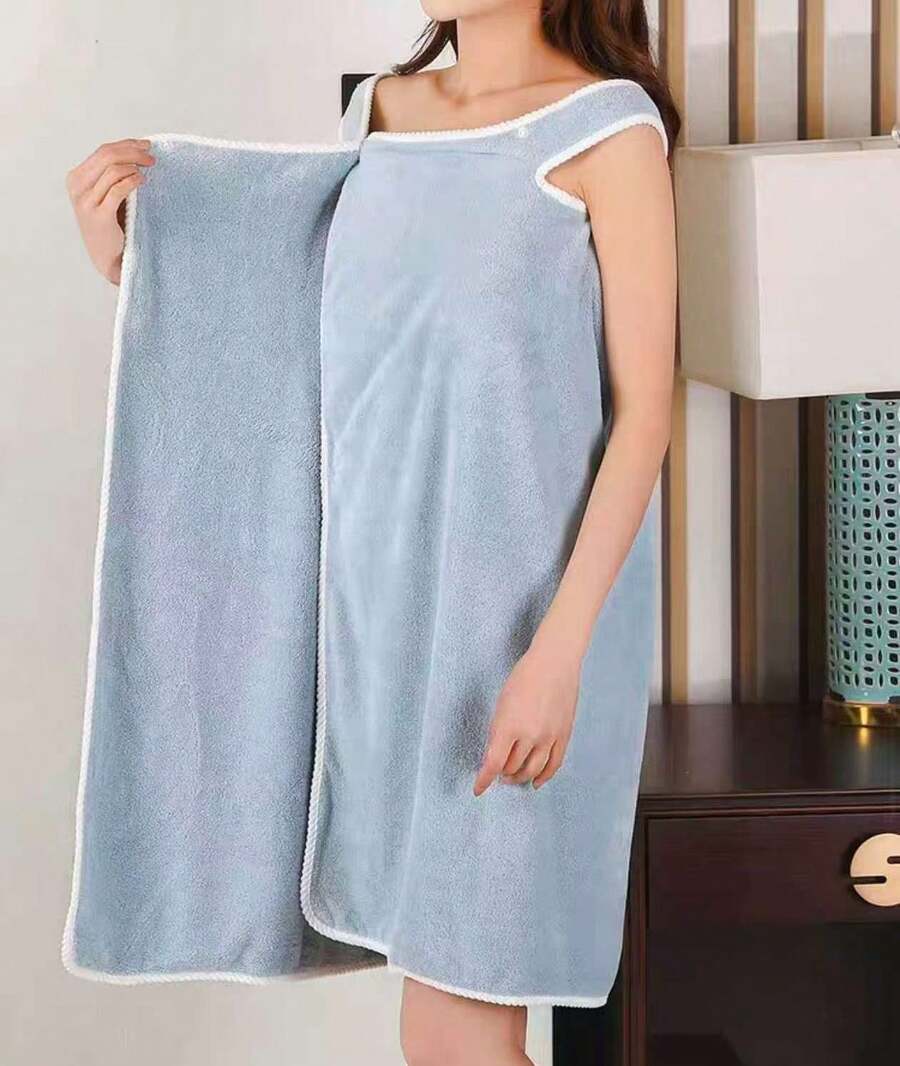 Unisex Bathrobe Towel With Strap And Pocket – Soft And Absorbent Microfiber (1.30m X 0.80m) - Cor Aleatória - View 1