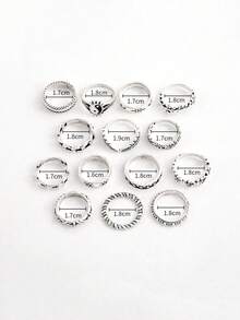 15 Piece Vintage Bohemian Lotus 15 Ring Set - CG0123 - 查看 6