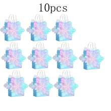 Set de 5 piezas/10 piezas, bolsa de regalo con diseño de copos de nieve, bolsa de papel con copos de nieve, bolsa de regalo para recién nacidos, baño de princesa, holográfica azul, para dulces y aperitivos con asa, para suministros de fiesta de cumpleaños y maravillas - Multicolor - Ver 11