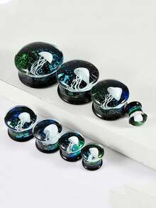 1PC Nút tai hình sứa thủy tinh loe đôi, dụng cụ đo đường hầm tai, dụng cụ mở rộng tai bằng thủy tinh, trang sức xỏ khuyên cơ thể - Như thể hiện trong hình ảnh - Xem 22