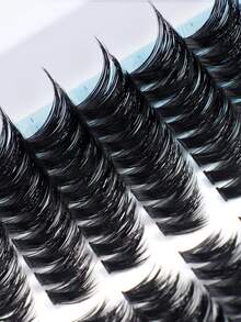 216/192 szt. puszystych, pojedynczych rzęs w kształcie litery D, kocie oko, do łączenia na lewą i prawą stronę, pojedyncze rzęsy 80/100D DIY, bardzo grube, naturalne, trwałe, ultralekkie, ultramiękkie, wielokrotnego użytku, zestaw do przedłużania rzęs, klej i uszczelniacz, pęseta do rzęs, szczoteczka do rzęs, odpowiednie dla początkujących, do użytku domowego, na co dzień, na imprezy, w podróży i na festiwale muzyczne