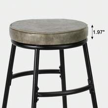 Leather Bar Stools Set Of 2, Kitchen Round Bar Chairs With Footrest, Industrial Pub Stools, Sturdy Steel Frame, Adjustable Feet, For Dining Room, Kitchen, Party, Easy Assembly