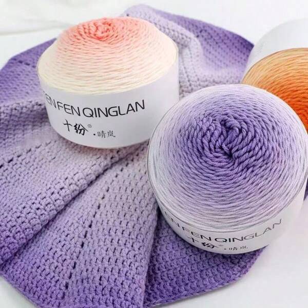 200g/Pack Chunky Gradient Rainbow Color Yarn, Handmade DIY Knitting Knitted For Fashionable Sweaters, Shawls, Blankets, Hats, Headbands