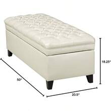 GDF Studio Laguna Living Room Furniture Tufted Faux Leather Storage Ottoman Ivory - Marfil - Ver 4