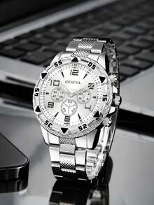 1 Piece/Set Men's Business Popular Three-Eye Mixed Scale Quartz Watch, Fashionable Casual Decorative Watch, Suitable For Birthdays, Anniversaries, Valentine's Day The Most Ideal Gift