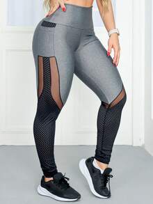 Women Sports Leggings - 灰色 - 查看 10