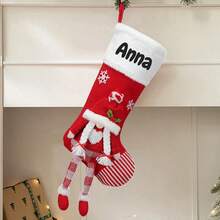 LICVIC 1pc Personalized Christmas Stockings With Name-18 Large Red Custom Name Family Christmas Stocking