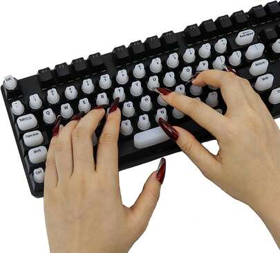 Keyboard Stickers For Long Nails With Letters, Soft Silicone Keyboard Bubbles For Typing And Gaming, Nail Art Typing Keycaps For Women, Keyboard Covers For Laptop Desktop Notebook, White(70 Pcs)