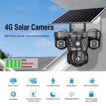SWVW V380 PRO 三镜头 4G SIM 卡太阳能供电摄像头,6K 高清 15MP 户外防水夜视双向语音移动追踪 IP 摄像头,4G 户外室内家用安防摄像头,无线 4G 摄像头,IP 摄像头,云台摄像头,全景摄像头,监控摄像头,CCTV 摄像头 - 15MP4G相機 - 查看 4