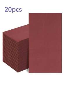 20 件/40 件/60 件双层柔软波尔多红色长方形餐巾，展开尺寸 33 厘米 X 40 厘米，适用于一次性派对午餐、客用毛巾、装饰纸、生日装饰、结婚周年纪念、毕业派对装饰 - 酒紅色 - 查看 8