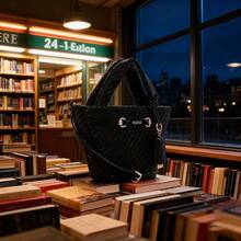 Guess Bolso de mano grande de unicolor minimalista para mujer, ideal para ir al trabajo - WG953075 Negro