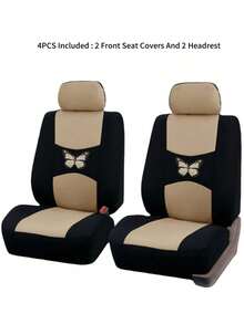 通用蝴蝶图案汽车座椅套（9件套/4件套）| 兼容安全气囊，防水透气。9件套（5座）包含：2个前排座椅套、1个靠背套、1个后排座椅套和5个头枕套。4件套（2座）包含：2个前排座椅套和2个头枕套。