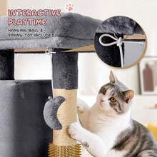 Cat Tree, 34 Inch Cat Tree Tower With 2 Cat Condo, Cat Tower With Scratching Post & Sisal-Covered Scratching Board, Cat Climbing Tower, Cat Tree For Indoor Cats - 深灰色 - 查看 6