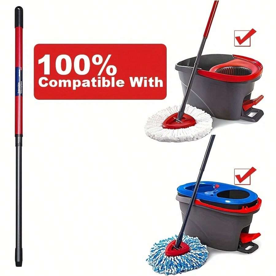 1Pc Spin Mop Handle Replacement Compatible With O-Ceda/Viled Spin Mop EasyWring 1-Tank/2-Tank System High Quality Durable Steel Mop Stick Replacement For Kitchen Bathroom Cleaning Supplies Christmas Halloween - Multicolor - View 1