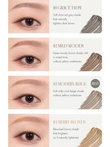 Romand ALL BROW CARA 01 GRACE TAUPE, Feather-Light Touch, Velvet Matte Finish, Plant-Based Brow Technology, Taupe Hair Texture, Cool Tea-Colored Velvety Fluffiness, Warm Caramel Feathery, Portable Brow Kit, Korean Makeup, 9g/0.32oz - 01 格雷斯灰褐色 - 查看 6