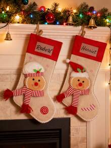 Calze di Natale personalizzate, Calza di Natale con nome personalizzato, Decorazioni natalizie personalizzate, Decorazioni per le feste, Decorazioni natalizie per la casa, Calze festive per scale e camino, Personalizzabile, Decorazione per il soggiorno, Natale, Omino di pan di zenzero, Regali di Natale, Famiglia, Amici, Bambini