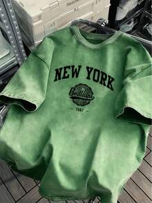 Men's Heavyweight With New York Pattern Print And Vintage Letters Available In Plus Sizes, All-Season Comfortable Machine Washable Casual Clothing - Mauve Purple - View 3