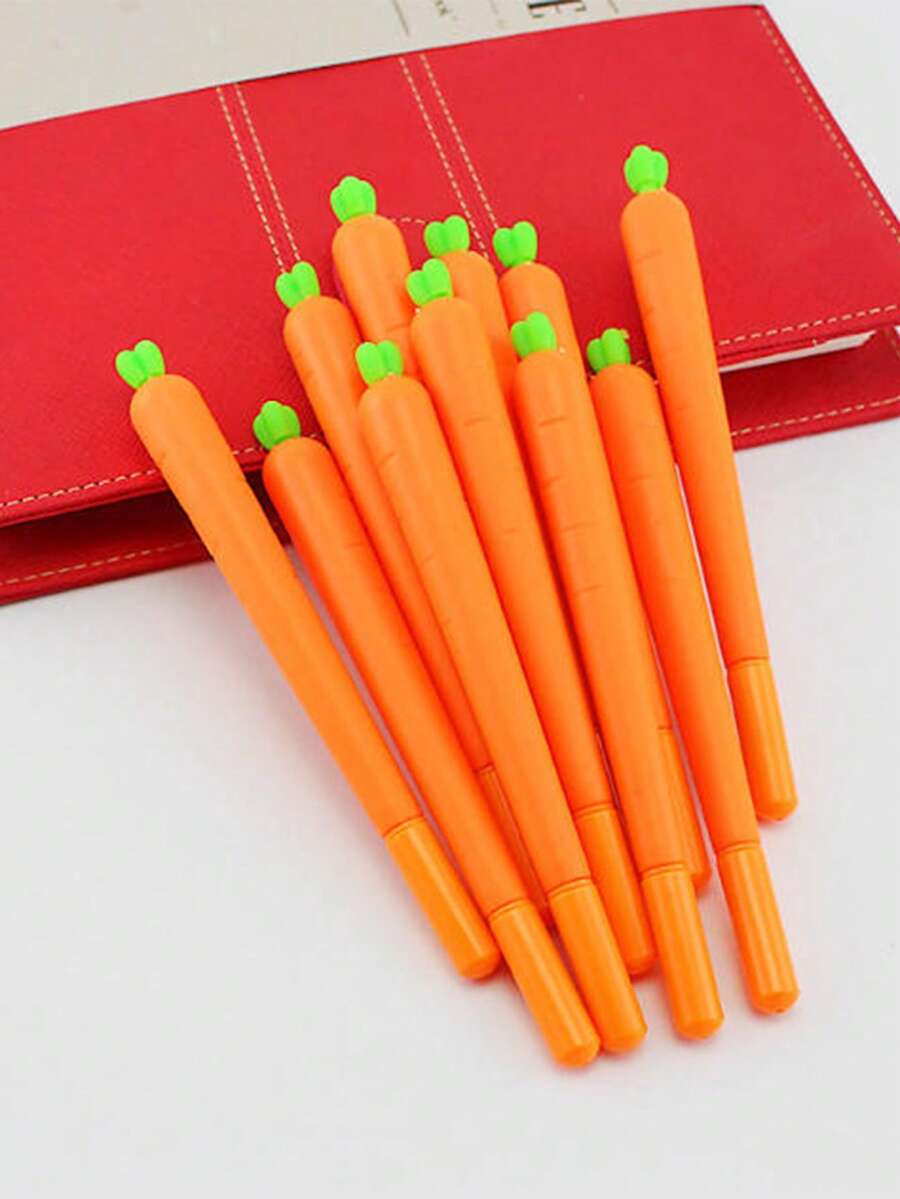 12pcs/Set Cute Cartoon Radish Shaped Neutral Pens, High-Quality Student Stationery, Creative Children's Festival Gift, Black Ink