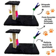 Scratching Post With Interactive Toys With Sisal And Balls - Black - View 6
