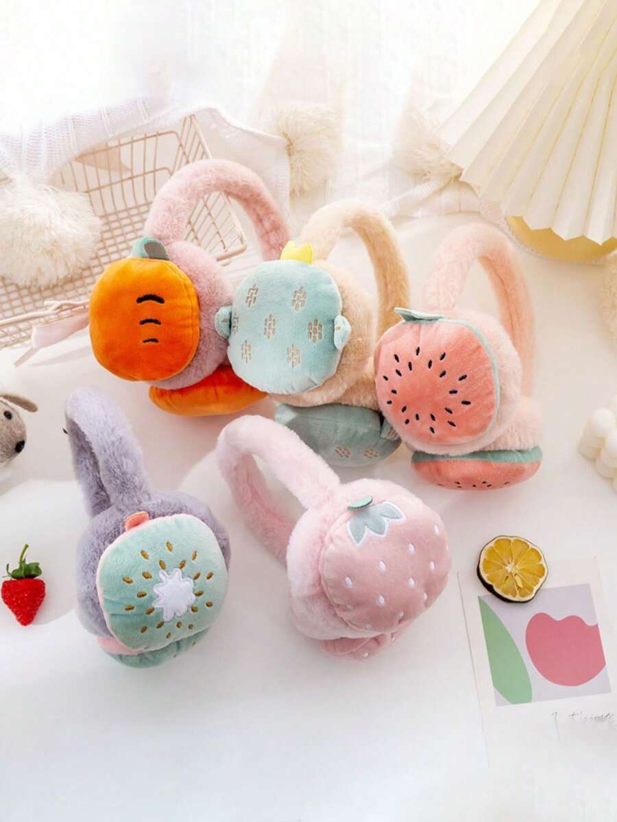 Adjustable-Shaped Fruit-Shaped Ear Covers Suitable For Girls And Children, Designed To Keep Warm In Autumn And Winter. It Is A Protective Ear Cover With Cartoon Plush Ear Pads. - Multicolor - View 1