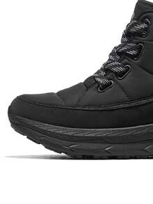 CAMEL CROWN Men's Autumn/Winter Warm Fur Lined High-Top Snow Boots, Anti-Slip Sports Shoes - Black/Sandstorm Gray - View 4