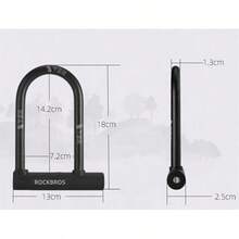 ROCKBROS 1pc Bicycle Mini U Lock Steel Carbon Bike U Lock Anti Theft 2 Keys Lock