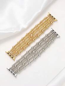 Beaded Bracelet Compatible With Apple Watch Band 41mm 40mm 38mm 42mm 44mm 45mm 49mm Women, Golden Beads , Cute Handmade Elastic Stretch Strap For Series SE 9 8 7 6 5 4 3 2 1,Couple Gifts,Gold Bracelet Set - Vàng - Xem 3